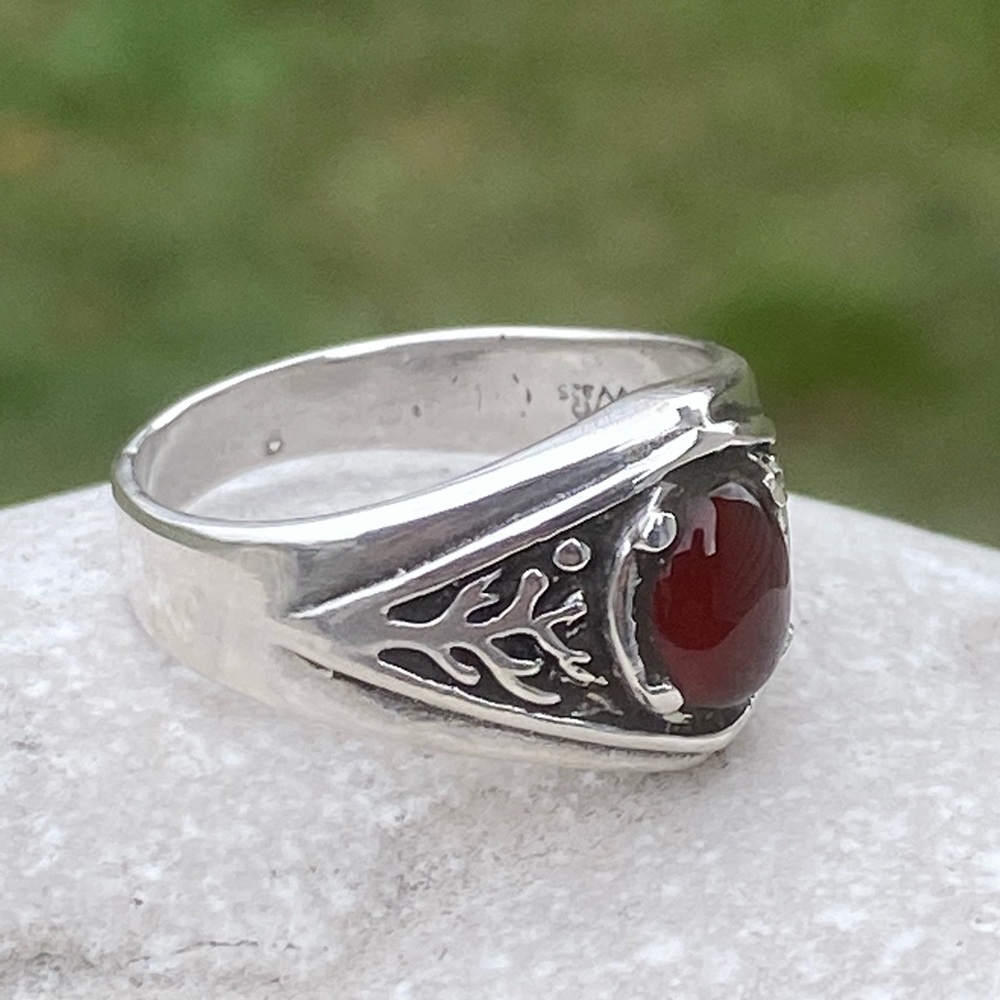 Celtic Tree of Life Ring .925 Sterling Silver w/ Genuine Carnelian made in USA - Picture 6 of 16